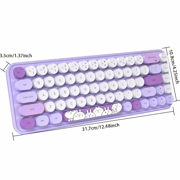 2.4G Wireless Retro Keyboard and Mouse Set with 68-Key Round Keycaps for Laptop PC