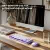 2.4G Wireless Retro Keyboard and Mouse Set with 68-Key Round Keycaps for Laptop PC