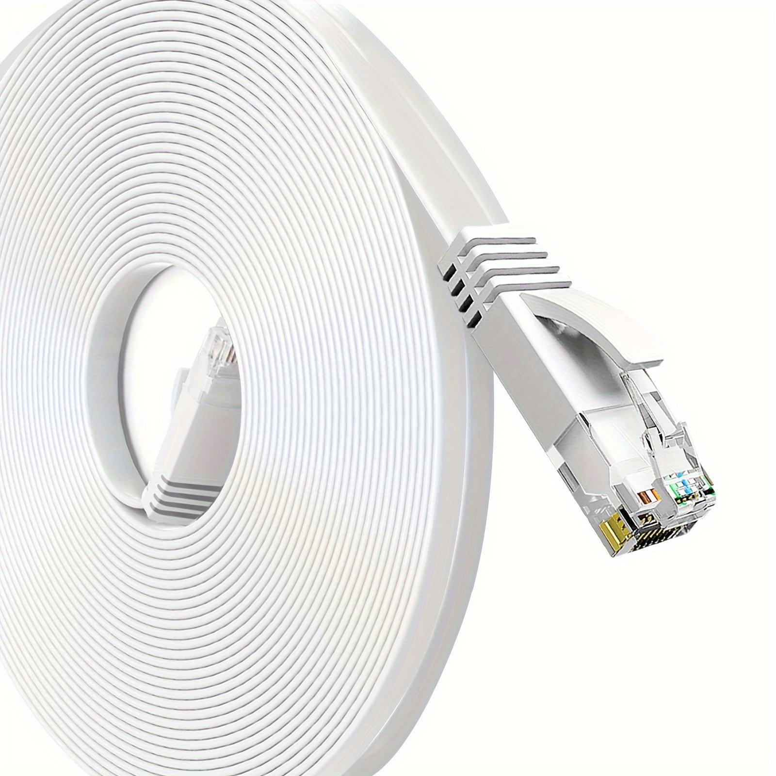 Cat6 Flat Ethernet Cable Long High-Speed Internet Patch Cord with RJ45 Connectors
