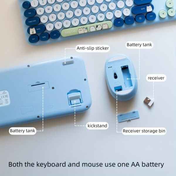 MOFII Silly Cat Ergonomic 2.4G Wireless Keyboard and Mouse Combo Plug and Play