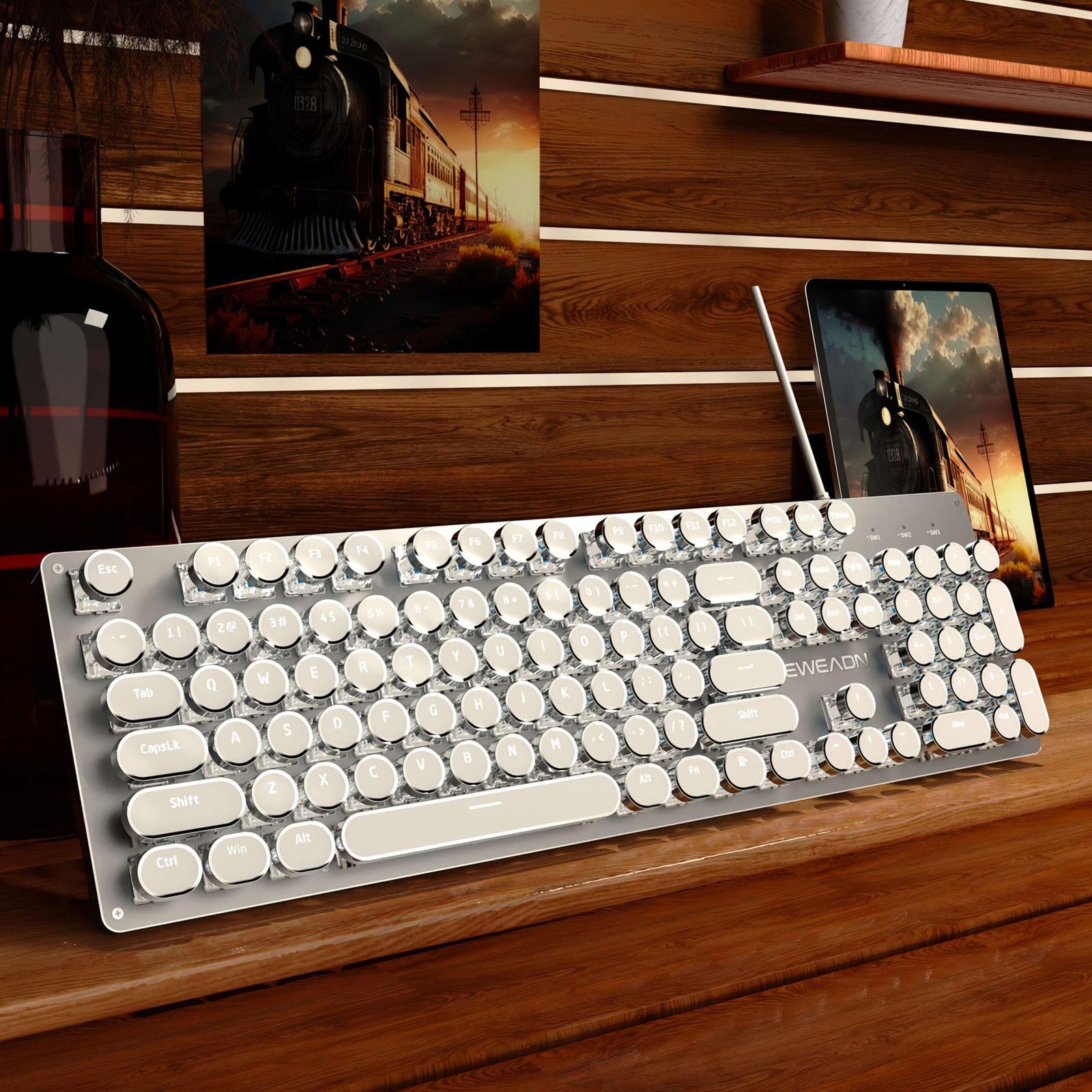c5c49a89-1350-4176-8114-df2282adb6a0.jpg EWEADN Retro Punk Mechanical Gaming Keyboard with LED Backlight