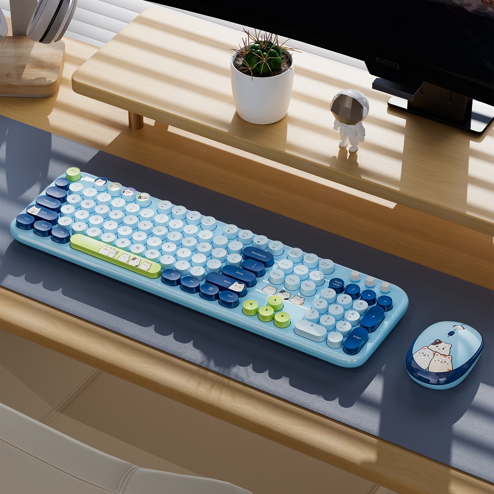 MOFII Silly Cat Ergonomic 2.4G Wireless Keyboard and Mouse Combo Plug and Play