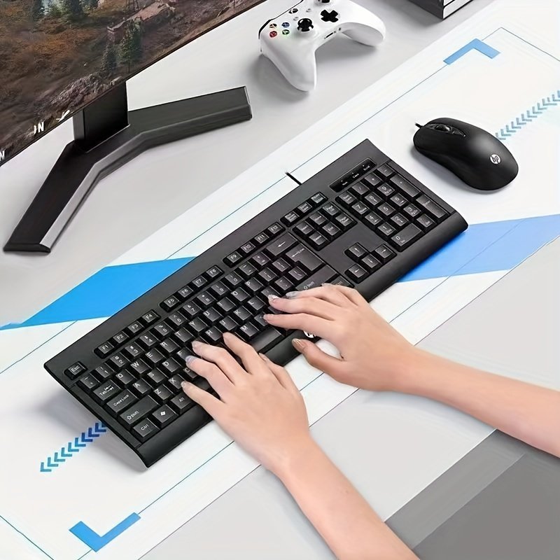 HP KM100 Wired Keyboard & Mouse Combo Set with USB Interface Ergonomic Design