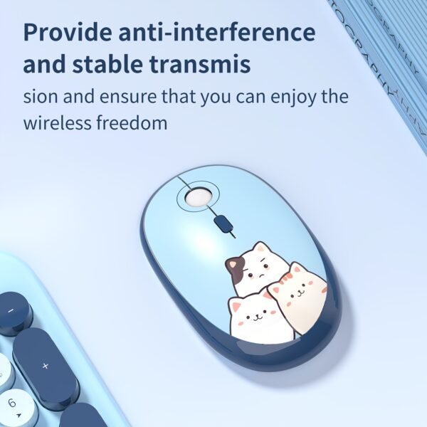 MOFII Silly Cat Ergonomic 2.4G Wireless Keyboard and Mouse Combo Plug and Play